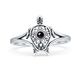 Minimalist 13mm Black Onyx Turtle Ring 925 Sterling Silver