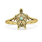 Minimalist 13mm Lab Created White Opal Turtle Ring 925 Sterling Silver