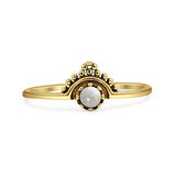 Minimalist 8mm Moonstone Beaded Bali Ring 925 Sterling Silver