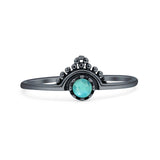 Minimalist 8mm Turquoise Beaded Bali Ring 925 Sterling Silver