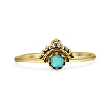 Minimalist 8mm Turquoise Beaded Bali Ring 925 Sterling Silver