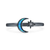 Oxidized Moon & Star Ring