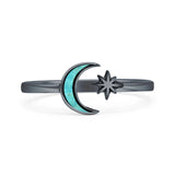 Oxidized Moon & Star Ring