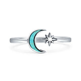 Oxidized Moon & Star Ring