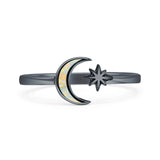 Oxidized Moon & Star Ring