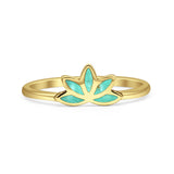 Minimalist 6mm Turquoise Lotus Ring 925 Sterling Silver