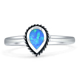 Oxidized Pear Teardrop Solitaire Ring