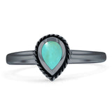 Oxidized Pear Teardrop Solitaire Ring