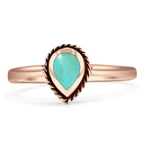 Oxidized Pear Teardrop Solitaire Ring