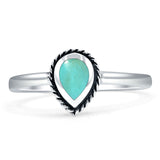 Oxidized Pear Teardrop Solitaire Ring