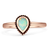 Oxidized Pear Teardrop Solitaire Ring