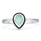 Oxidized Pear Teardrop Solitaire Ring