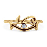 Round Moonstone Vintage Eye Of Horus Ring Oxidized 925 Sterling Silver
