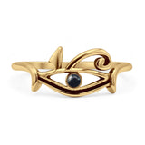 Round Black Agate Vintage Eye Of Horus Ring Oxidized 925 Sterling Silver