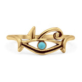 Round Turquoise Vintage Eye Of Horus Ring Oxidized 925 Sterling Silver