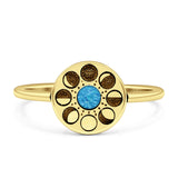 Moon Phases Ring 10mm Oxidized Round Lab Created Opal 925 Sterling Silver