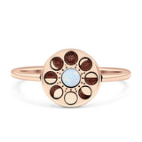 Moon Phases Ring 10mm Oxidized Round Lab Created Opal 925 Sterling Silver