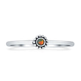 Round Lab Created Black Opal Oxidized Beaded Ring 925 Sterling Silver