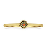 Round Lab Created Black Opal Oxidized Beaded Ring 925 Sterling Silver