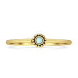 Round Larimar Oxidized Beaded Ring 925 Sterling Silver