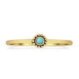 Round Turquoise Oxidized Beaded Ring 925 Sterling Silver