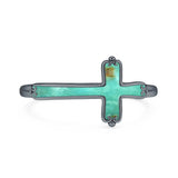Turquoise Cross Ring Oxidized 925 Sterling Silver