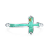 Turquoise Cross Ring Oxidized 925 Sterling Silver
