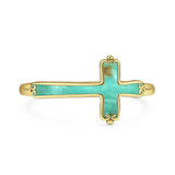Turquoise Cross Ring Oxidized 925 Sterling Silver