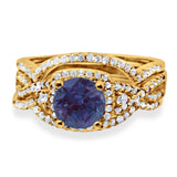 Round Natural Stone Three Piece Ring