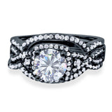 Round Natural Stone Three Piece Ring