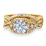 Round Natural Stone Three Piece Ring