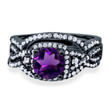 Round Natural Stone Three Piece Ring