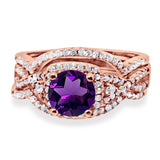 Round Natural Stone Three Piece Ring