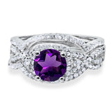 Round Natural Stone Three Piece Ring