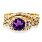 Round Natural Stone Three Piece Ring