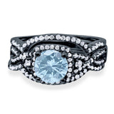 Round Natural Stone Three Piece Ring
