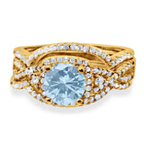 Round Natural Stone Three Piece Ring