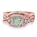 Round Natural Stone Three Piece Ring