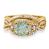 Round Natural Stone Three Piece Ring