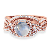 Round Natural Stone Three Piece Ring