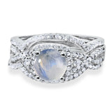 Round Natural Stone Three Piece Ring
