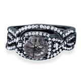 Round Natural Stone Three Piece Ring