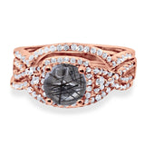 Round Natural Stone Three Piece Ring