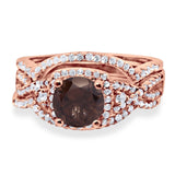 Round Natural Stone Three Piece Ring