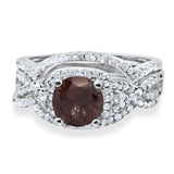 Round Natural Stone Three Piece Ring