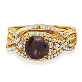 Round Natural Stone Three Piece Ring