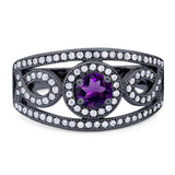 Round Natural Stone Infinity Shank  Ring