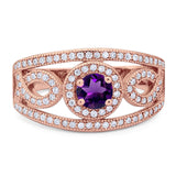 Round Natural Stone Infinity Shank  Ring