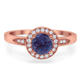 Round Natural Stone Engagement Ring