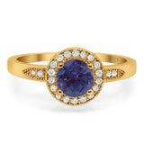 Round Natural Stone Engagement Ring